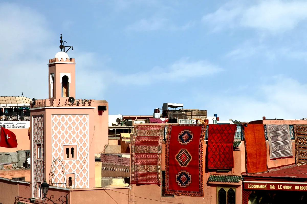 Colourful rugs in the old city of Marrakech