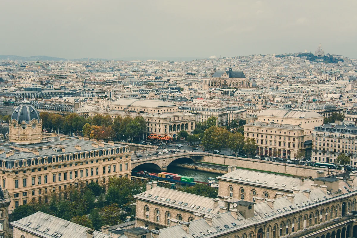 Paris over the Seine in daylight