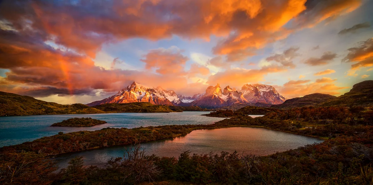 Sunset over Torres del Paine National Park, Patagonia