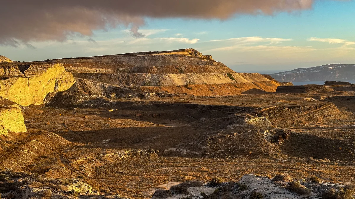Santorini hills at sunset